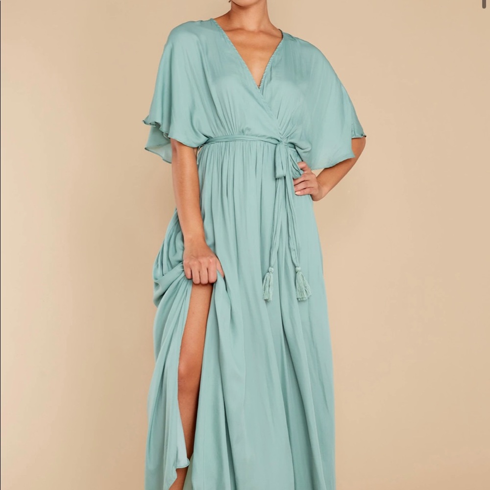 Red Dress Cross My Heart Dusted Sage Maxi Dress medium